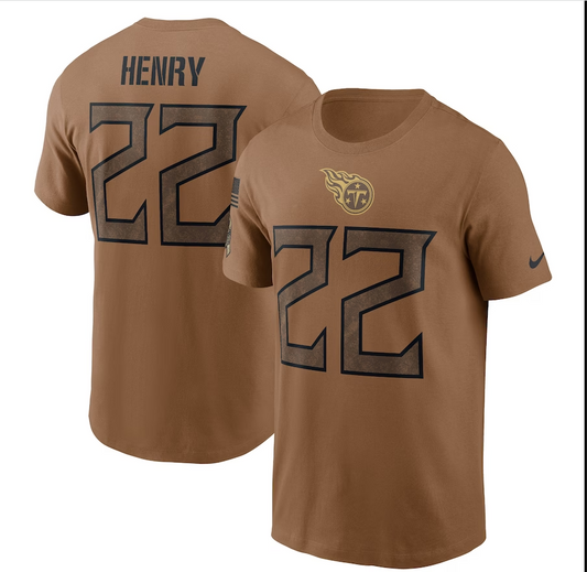 men/women/kids Tennessee Titans Derrick Henry #22 2023 Salute To Service T-Shirt