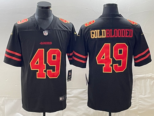 New arrival Adult San Francisco 49ers Gold Blooded NO.49 Football Jerseys