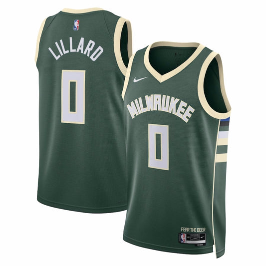 Milwaukee Bucks Damian Lillard NO.0 Basketball Jersey