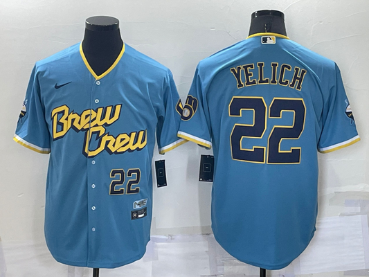 Men/Women/Youth Milwaukee Brewers Christian Yelich NO.22 baseball Jerseys
