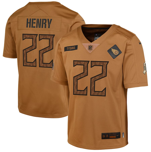 Youth #22  Tennessee Titans Derrick Henry 2023 Salute To ServiceJersey