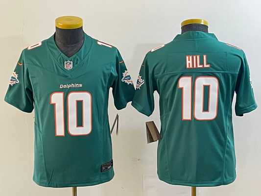 Youth Miami Dolphins Wide Tyreek Hill NO.10 Football Jerseys
