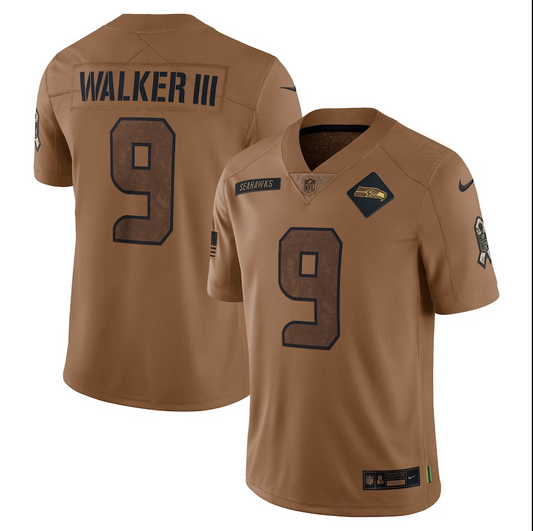 men/women/kids #9 Seattle Seahawks Kenneth Walker III 2023 Salute To Service Jersey