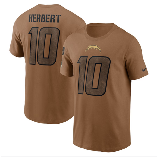 men/women/kids Los Angeles Chargers Justin Herbert #10 2023 Salute To Service T-Shirt