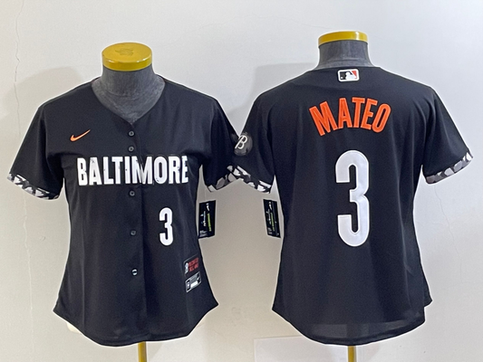 Women's Baltimore Orioles Jorge Mateo #3 baseball Jerseys