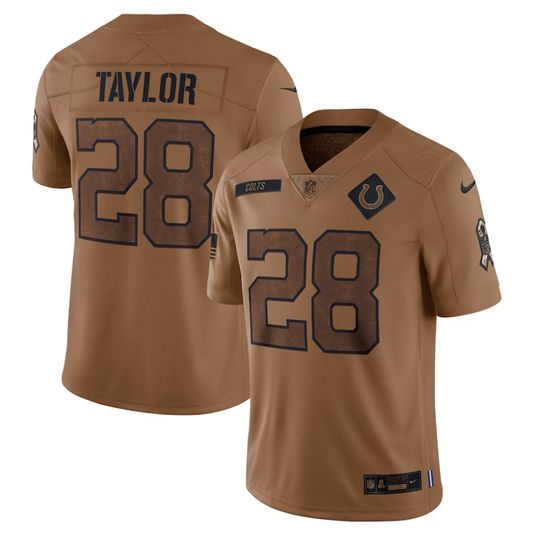 men/women/kids #28 Indianapolis Colts Jonathan Taylor 2023 Salute To Service Jersey