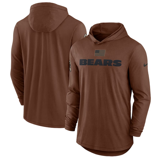men/women/kids Chicago Bears 2023 Salute To Service Lightweight Long Sleeve Hoodie T-Shirt