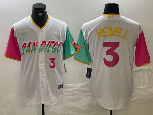 Men/Women/Youth San Diego Padres Sam Merrill #3 baseball Jerseys