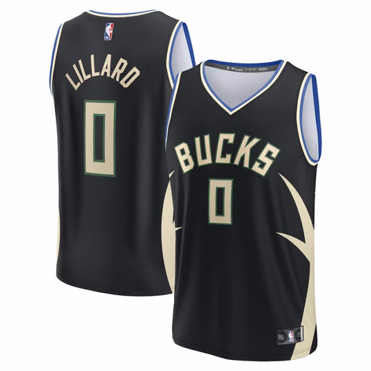 Kids Milwaukee Bucks Damian Lillard NO.0 Basketball Jersey