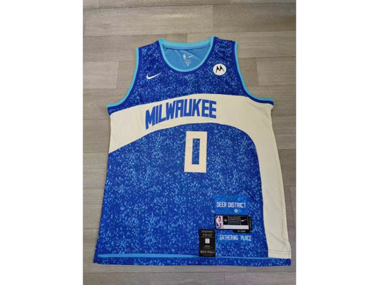 Hot sales Milwaukee Bucks Damian Lillard NO.0 Basketball Jersey city version