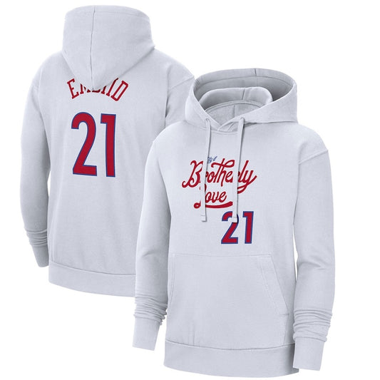 men/women/kids Philadelphia 76ers Joel Embiid NO.21 White Basketball Hoodies