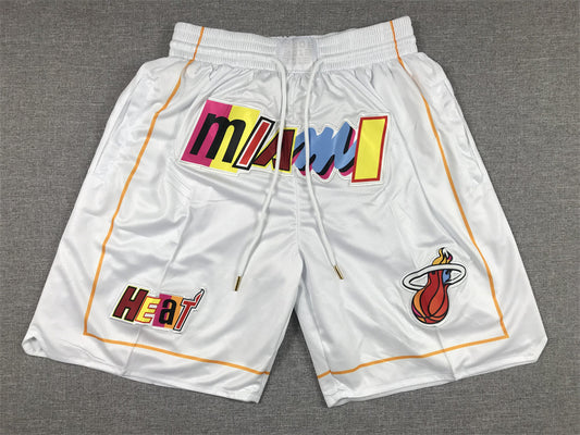Miami Heat White Basketball Shorts